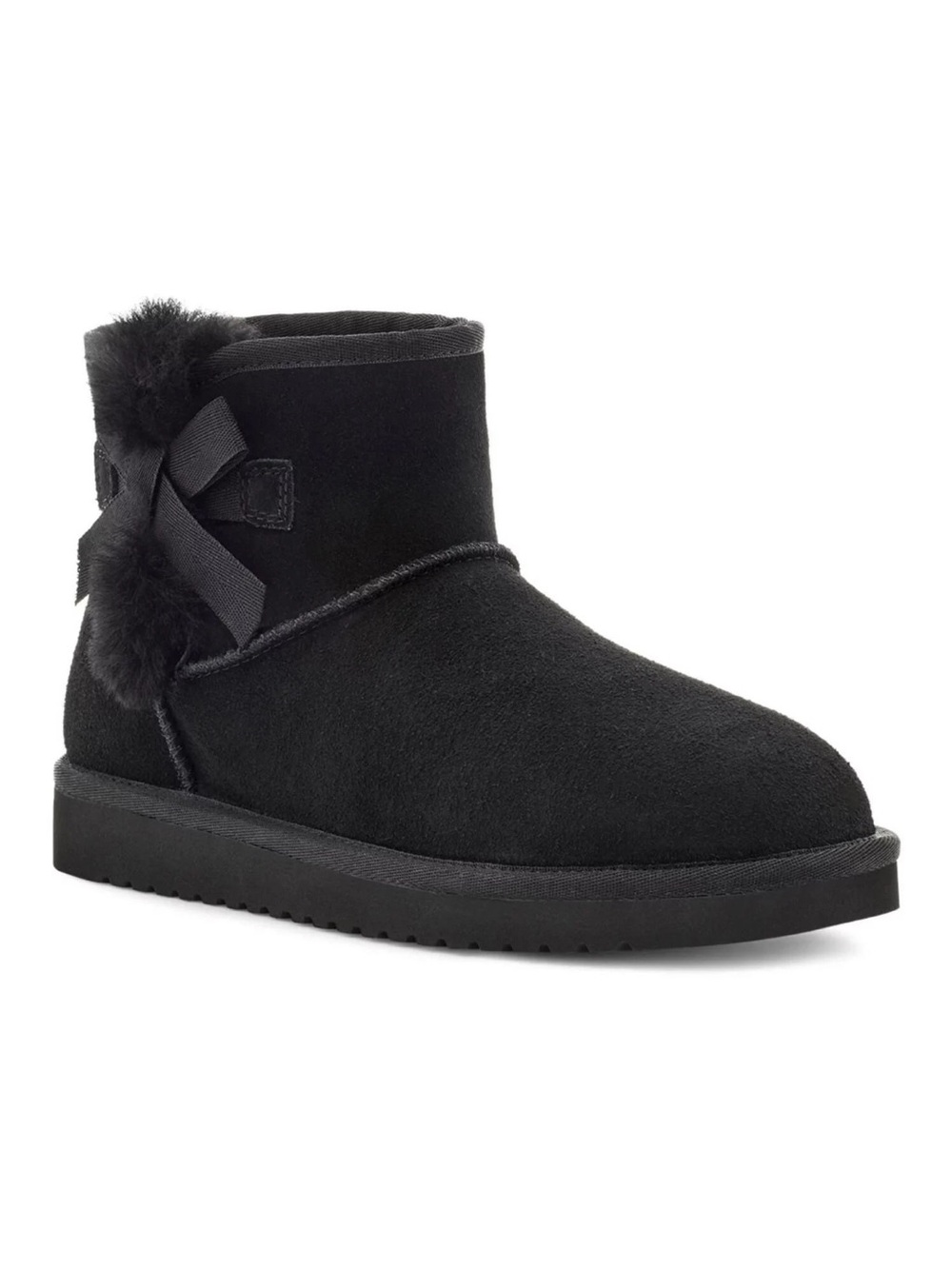 Koolaburra by UGG Victoria Mini Boots, Black Suede, Bow & Faux fur Lined Size 8